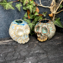 Load image into Gallery viewer, SkullSplitter Open-Topped Decorative Skulls in Nordic Glacier or Copper Patina