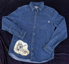 Load image into Gallery viewer, Patched Denim Button Down Shirt, Medium
