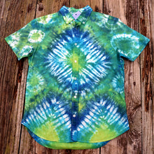 Load image into Gallery viewer, Folk Toads Back Print Tie Dye Button Down Shirt, Size Unisex Medium