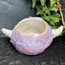 Load image into Gallery viewer, Creepy Peepers Horned Skull Shot Glass in Midnight Blue or Lilac Haze
