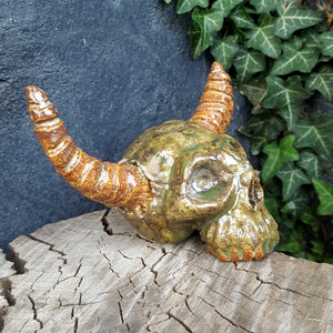 HellDweller Skull in Mossy Bark Green