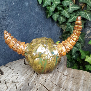 HellDweller Skull in Mossy Bark Green