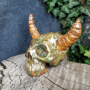 HellDweller Skull in Mossy Bark Green