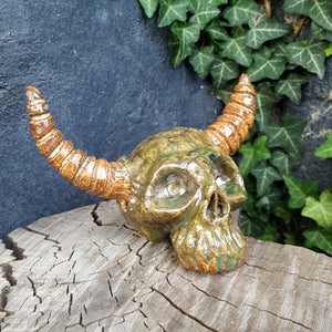 HellDweller Skull in Mossy Bark Green