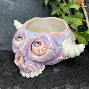 Creepy Peepers Horned Skull Shot Glass in Midnight Blue or Lilac Haze