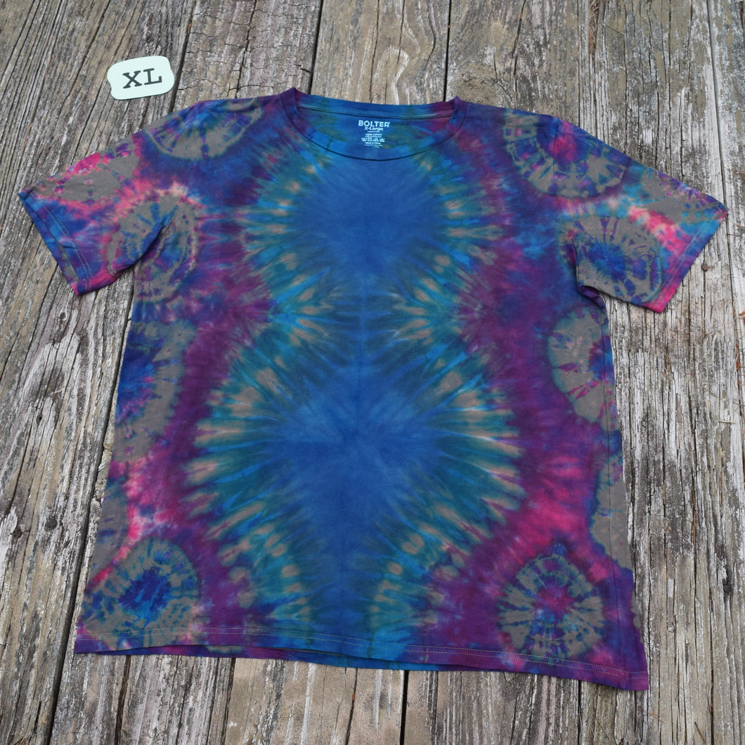 Earthen Jewel Tie Dye Crew Neck Tee Shirt, XL