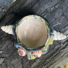 Load image into Gallery viewer, *Small Crack* Creepy Peepers Horned Skull Shot Glass in Midnight Blue
