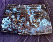 Load image into Gallery viewer, Tie Dye Denim Mini Skirt, Waist 36”
