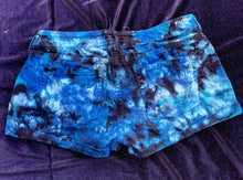 Load image into Gallery viewer, Tie Dye Denim Short Shorts, Waist 32”
