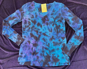 Tie Dye Knit V-Neck Sweater, Medium