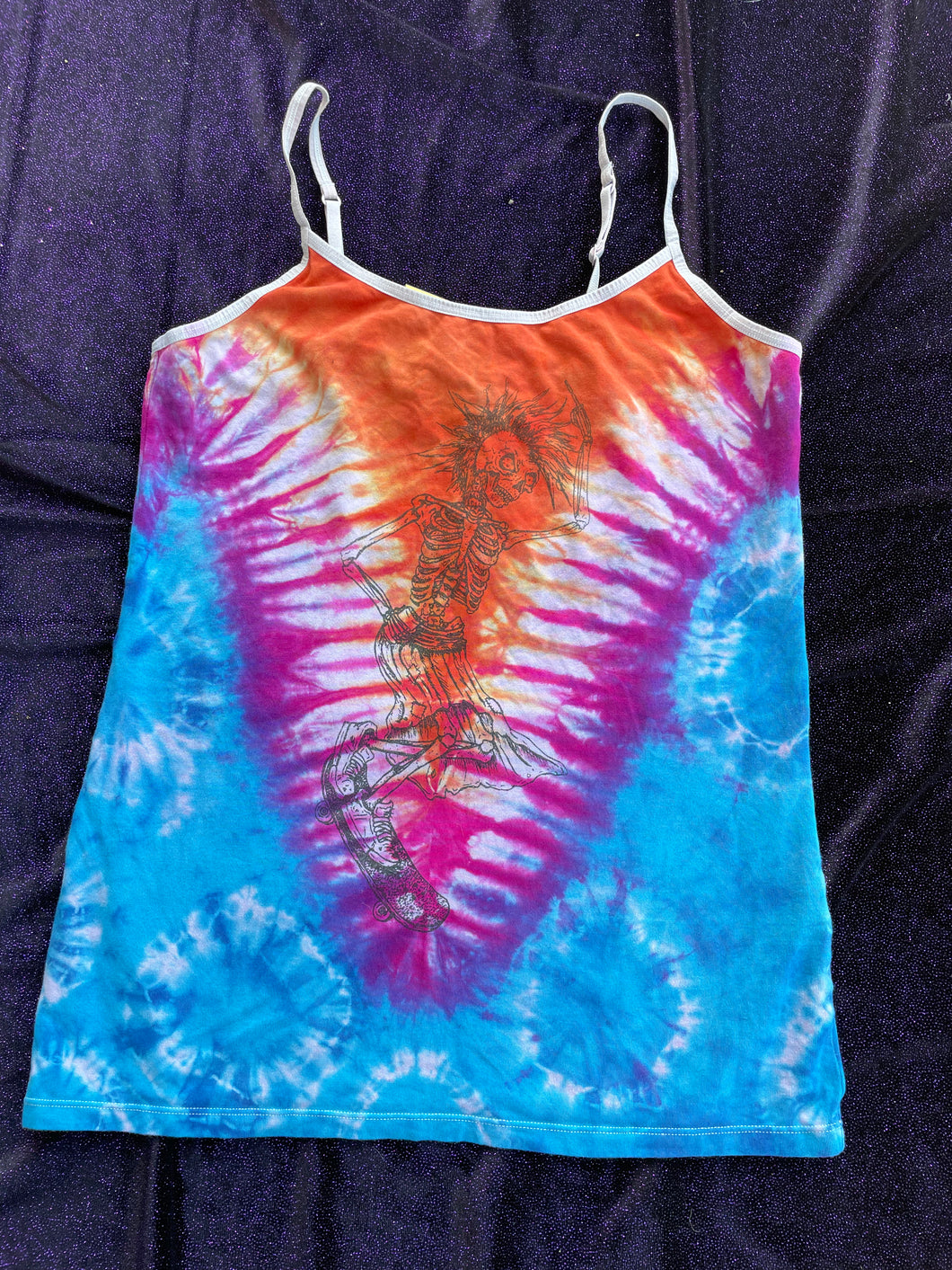 Skankin Skater Tie Dye Tank Top, Medium