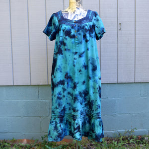 Earthy Blues Denim Short Sleeve Dress, Size 1X