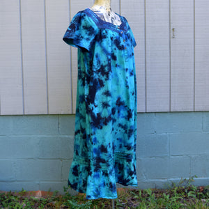 Earthy Blues Denim Short Sleeve Dress, Size 1X