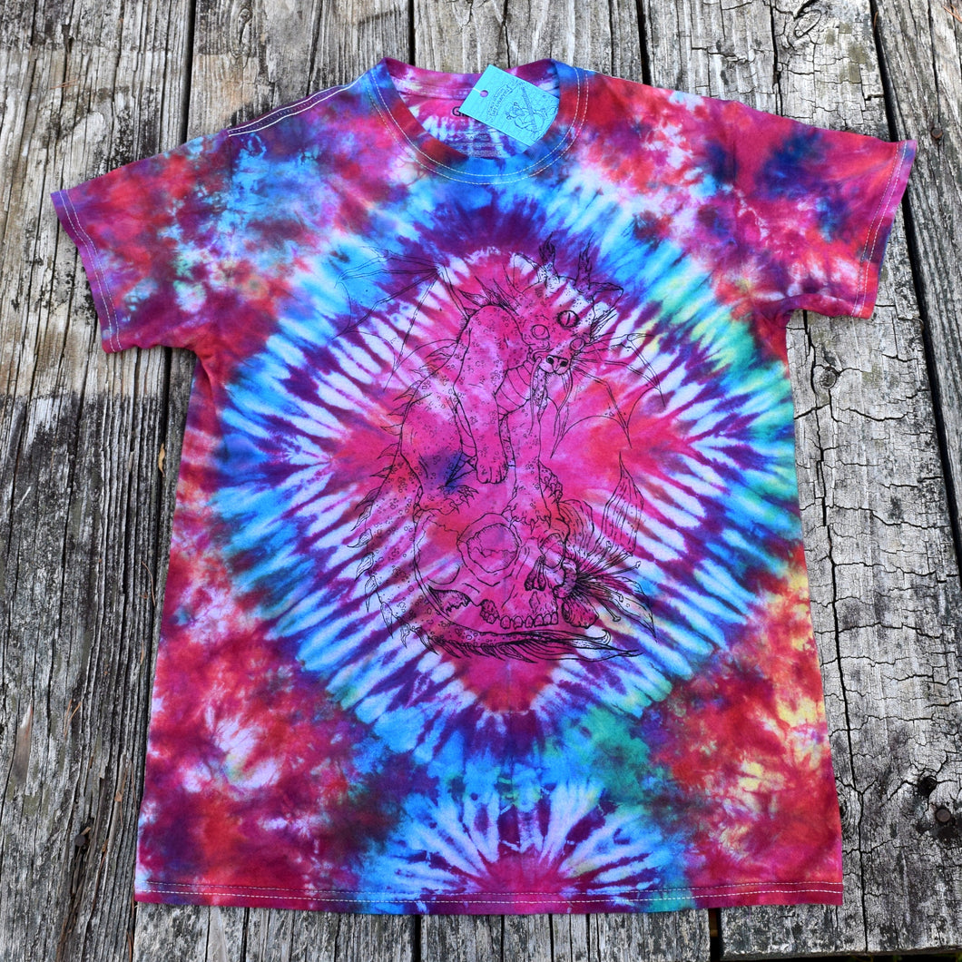 Cat Dragon Tie Dye Tee Shirt, Size Unisex Small