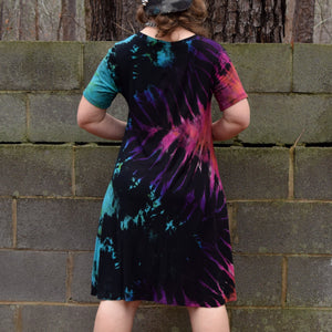 Dark Rainbow Rayon/Spandex Tee Shirt Dress, Size Small