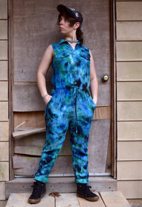 Earthy Blues Sleeveless Jumpsuit Size Small