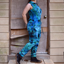 Load image into Gallery viewer, Earthy Blues Sleeveless Jumpsuit Size Small
